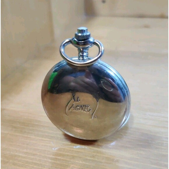 AL Agnew Bald Eagle American Pocket Watch Silver Tone Untested Not Working - Picture 3 of 7